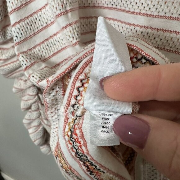 Loft Striped Cinched Sleeve Top Crewneck Shirt Retro Top Puff Sleeve Large - Picture 8 of 9